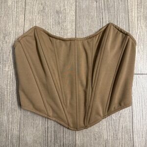 Celebrity by Hera Collection Corset Zip Up Top Tan Size Small